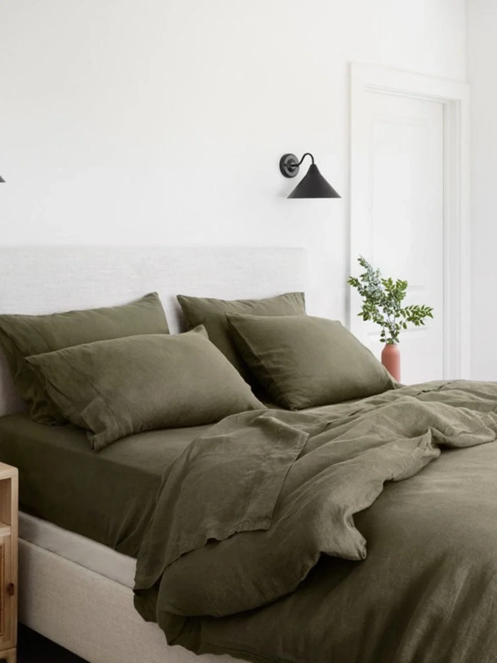 The Citizenry French Linen Duvet Cover  Olive King/cal King